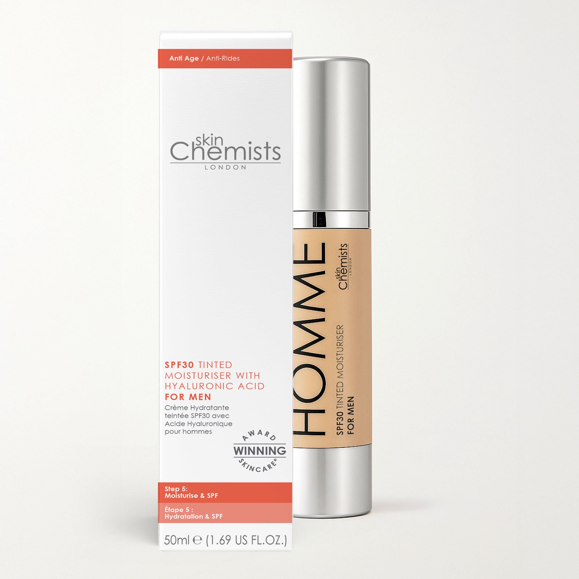 Getönte, leichte Feuchtigkeitscreme für Männer, LSF 30, 50 ml