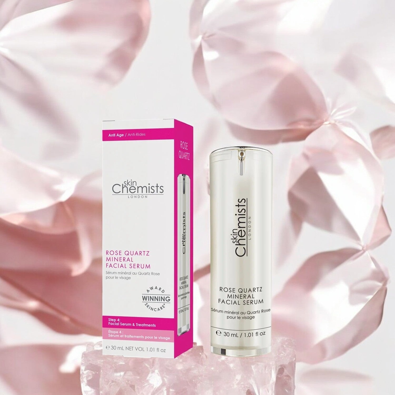 Rosenquarz-Mineralserum fürs Gesicht, 30 ml, Doppelpack