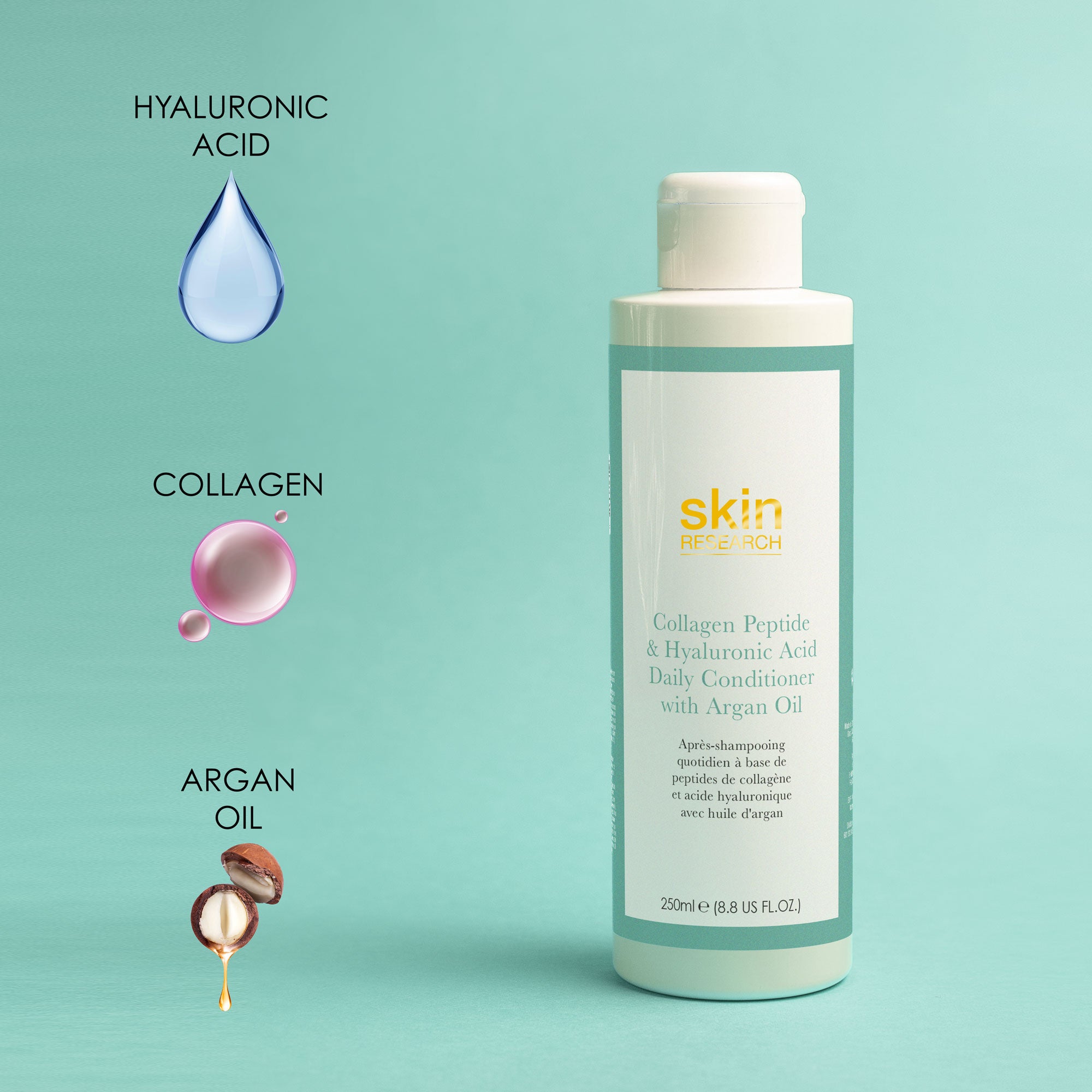 Tägliche Pflegespülung mit Kollagenpeptiden, Hyaluronsäure und Arganöl, 250 ml