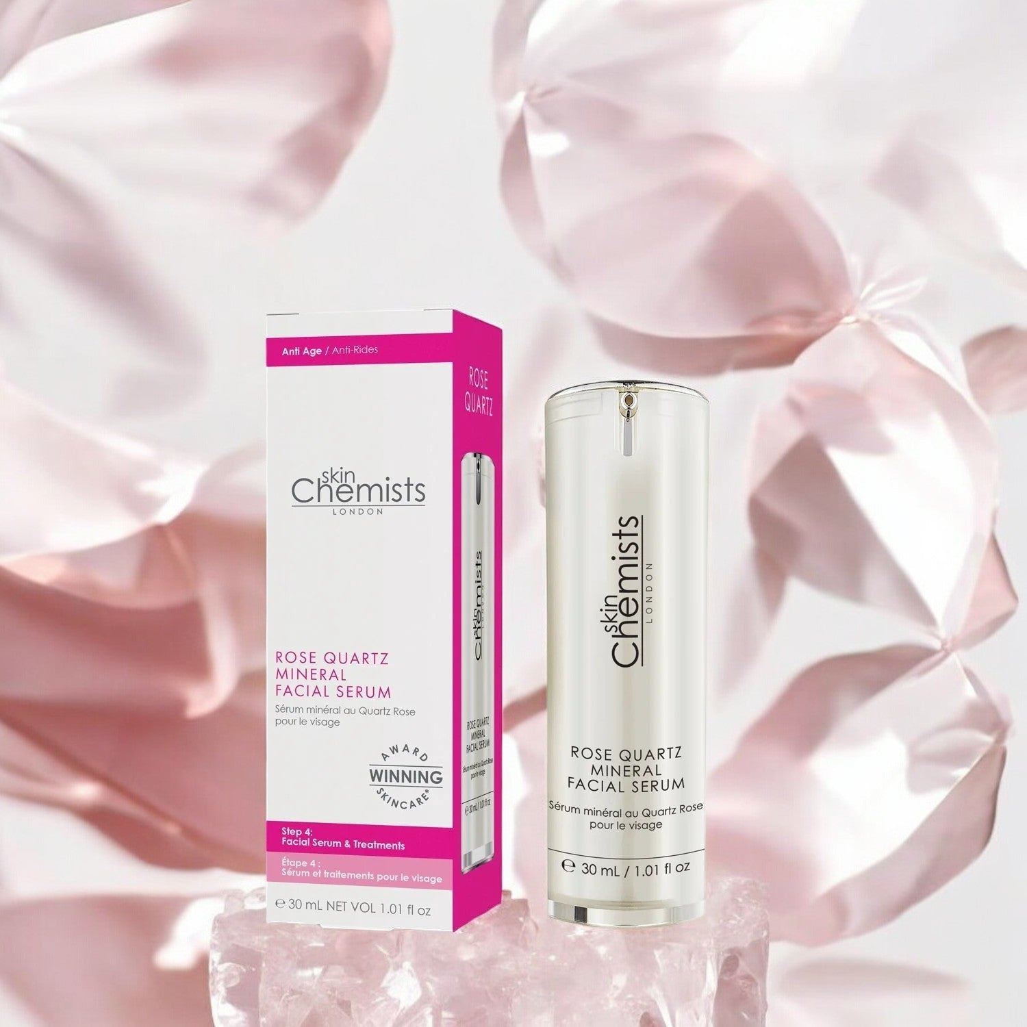 Rosenquarz-Mineralserum fürs Gesicht, 30 ml, Doppelpack