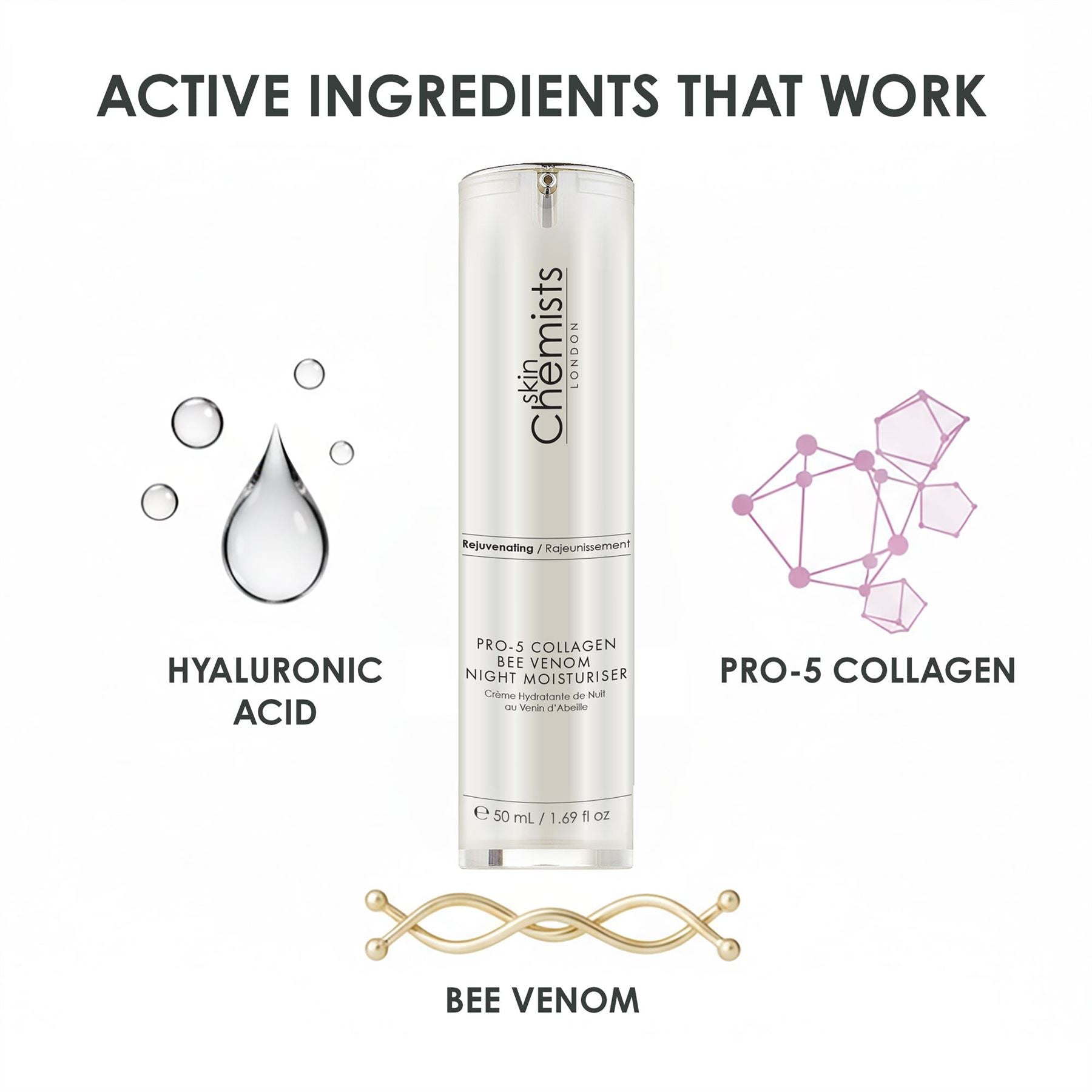 Crème de nuit anti-âge Pro-5 au collagène et au venin d'abeille 50 ml