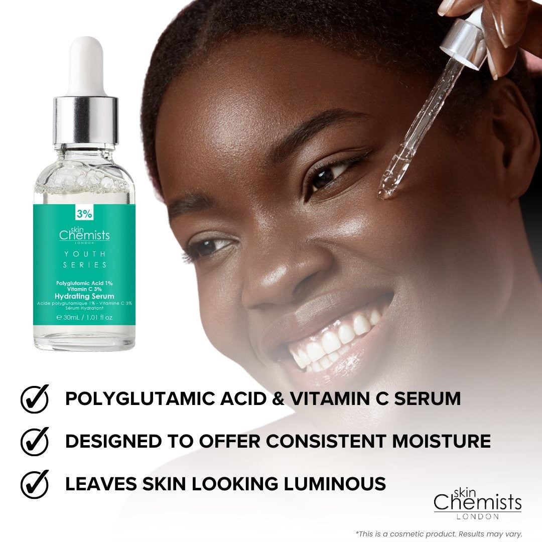 Youth Series Feuchtigkeitsserum mit 1 % Polyglutaminsäure und 3 % Vitamin C, 30 ml
