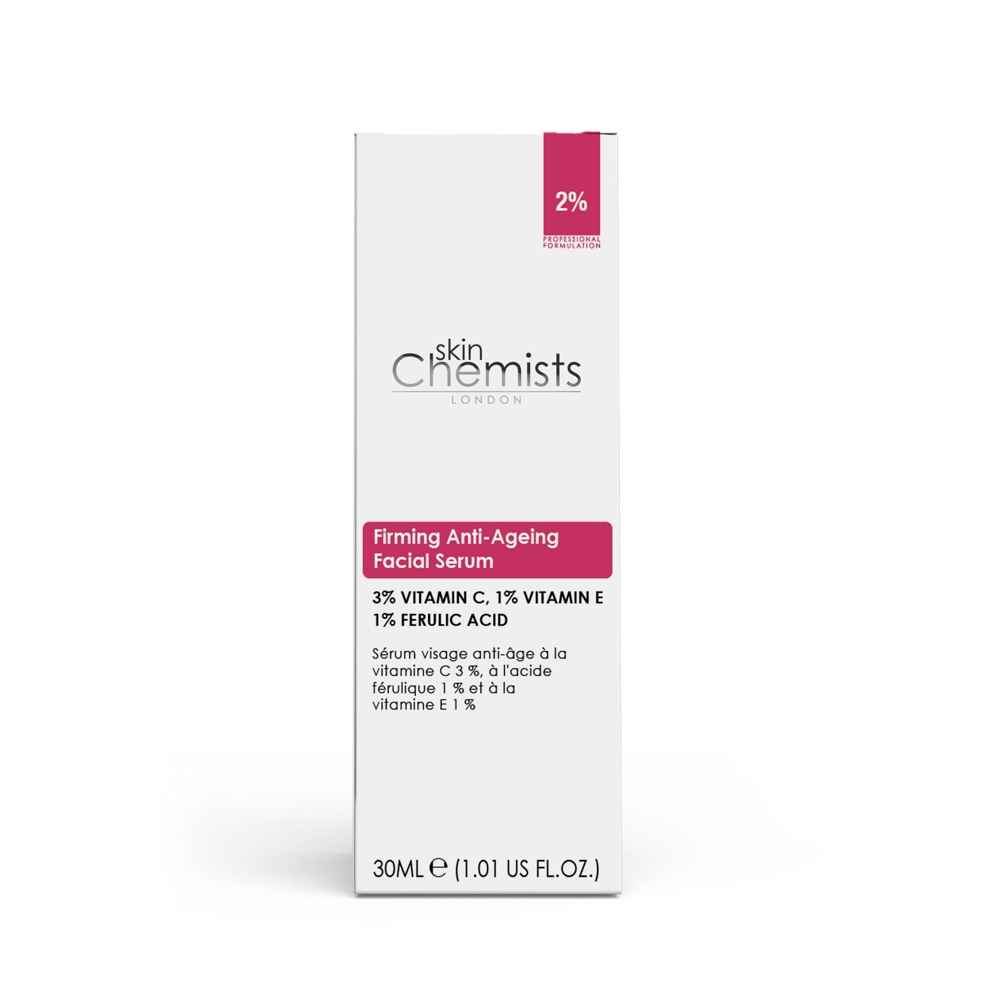 skinChemists Anti-Aging Gesichtsserum mit 3 % Vitamin C, 1 % Ferulasäure und 1 % Vitamin E